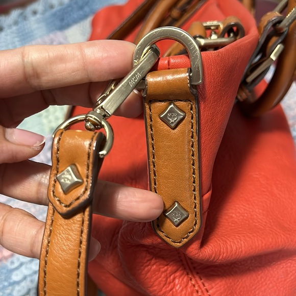 Authentic  Soft Leather MCM  Orange 2 way bag - Picture 10 of 16